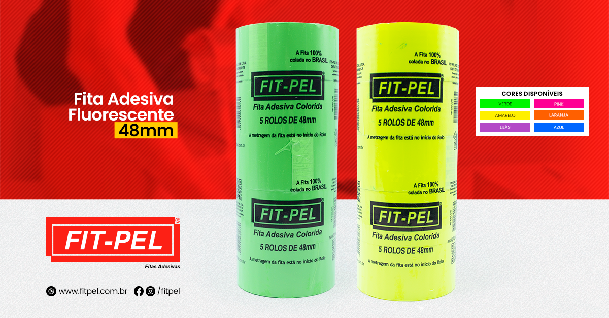 Fita adesiva fluorescente 48mm